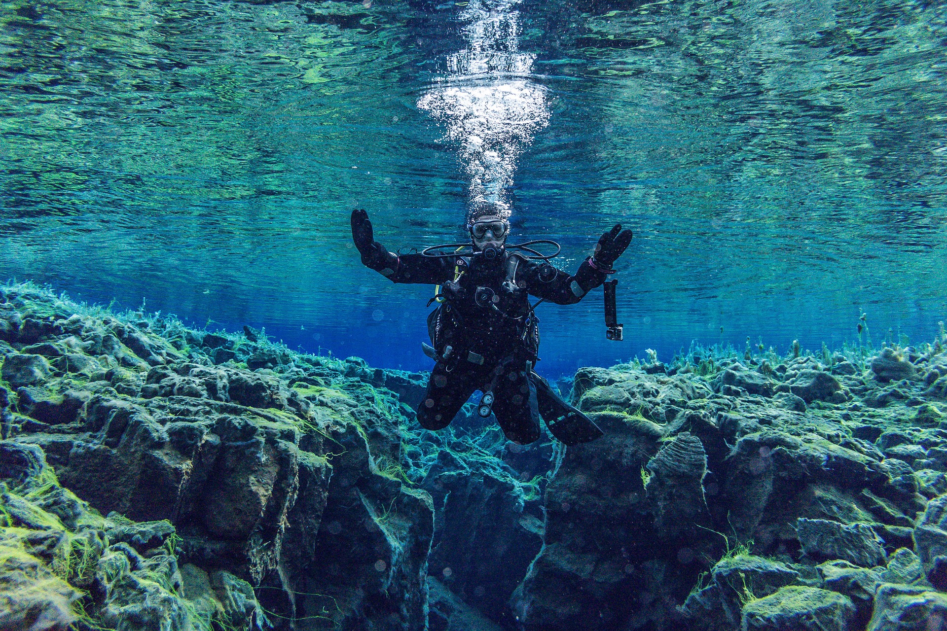 Dry suit diver cold water
